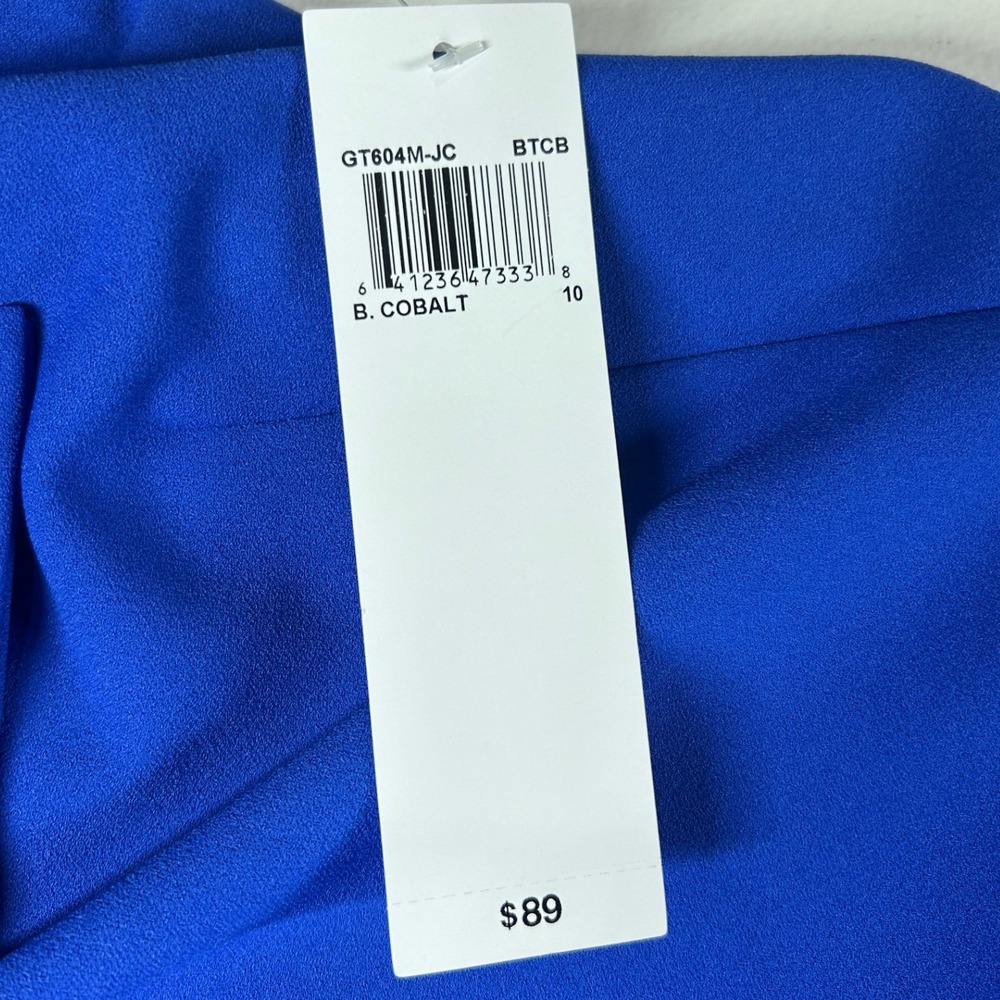 London Style Collection Cobalt Blue Bow Neck Short Sleeve Flare Dress Sz 10 NEW - Picture 10 of 13